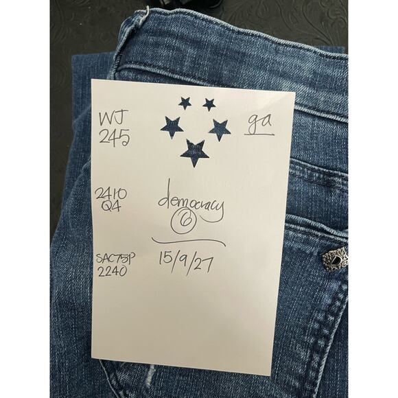 Democracy Jeans Women's 6 Raw Hem Straight Distressed - Picture 3 of 7